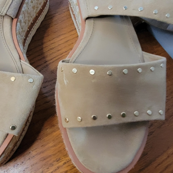 Vince Camuto, Beige Wedge Suede Sandal, Size 9 - Picture 2 of 4